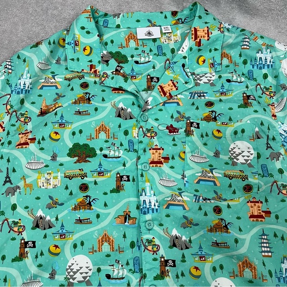 Disney Shirt Mens XXL Hawaiian Button Down Vacation Animal Kingdom Epcot - Picture 1 of 6